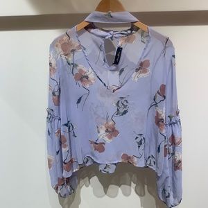 Blue Sheer Floral Blouse